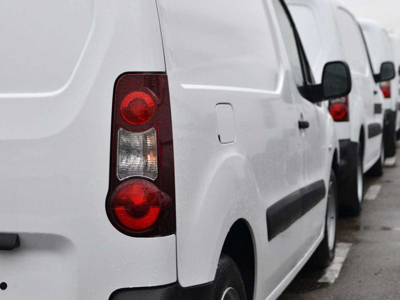 White delivery vans on the parking